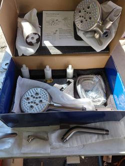 Forclover 3 handle bathtub and shower faucet set with handsprayer showerhead  and valve in brushed nickel