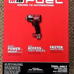 Milwaukee New 1/2” Mid Impact Wrench Fuel M18