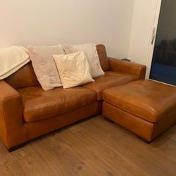 Leather couch and ottoman