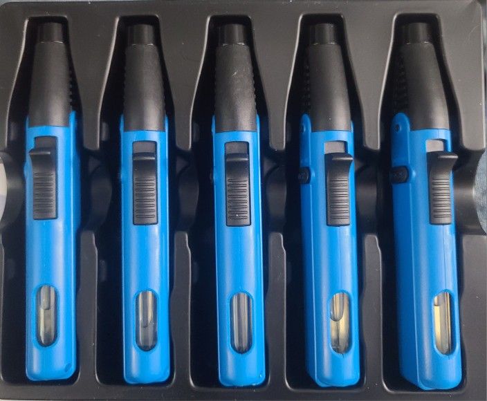 Heavy-Duty Windproof Butane Torch Lighters (Absolutely No Fluid In Torch) with Safety Lock & Adjustable Flame - Long Igniter for Candles, Grills