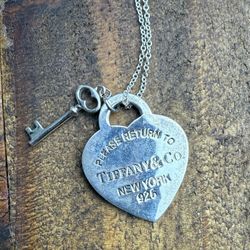 Tiffany & Co Heart Tag with Key Pendant Necklace