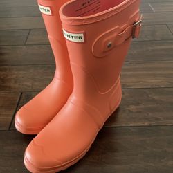 Hunter Original Short Women’s Rain Boots Coral Orange Size 10