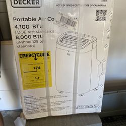 Black + Decker 8,000  BTU Portable Air Conditioner for Rooms up to 350 SF with REmote Control, White