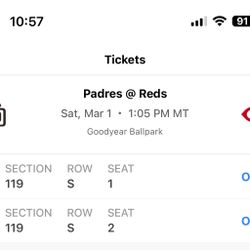 Padres Vs Reds Tickets Today 100 Level On Aisle