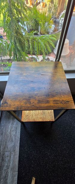 Rustic Wood and Metal Bar Table