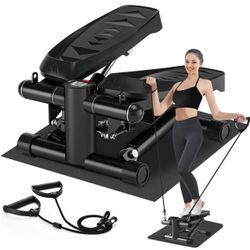 Steppers for Exercise at Home, Adjustable Pedal Height Stair Steppers with Resistance Bands for Home Fitness, Mini Steppers with 330LBS Loading Bearin