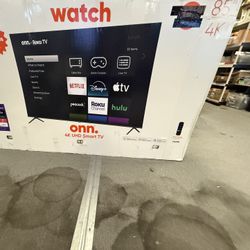 85 Tv Onn Smart 4K HDTV $55 down on financing free delivery six month warranty