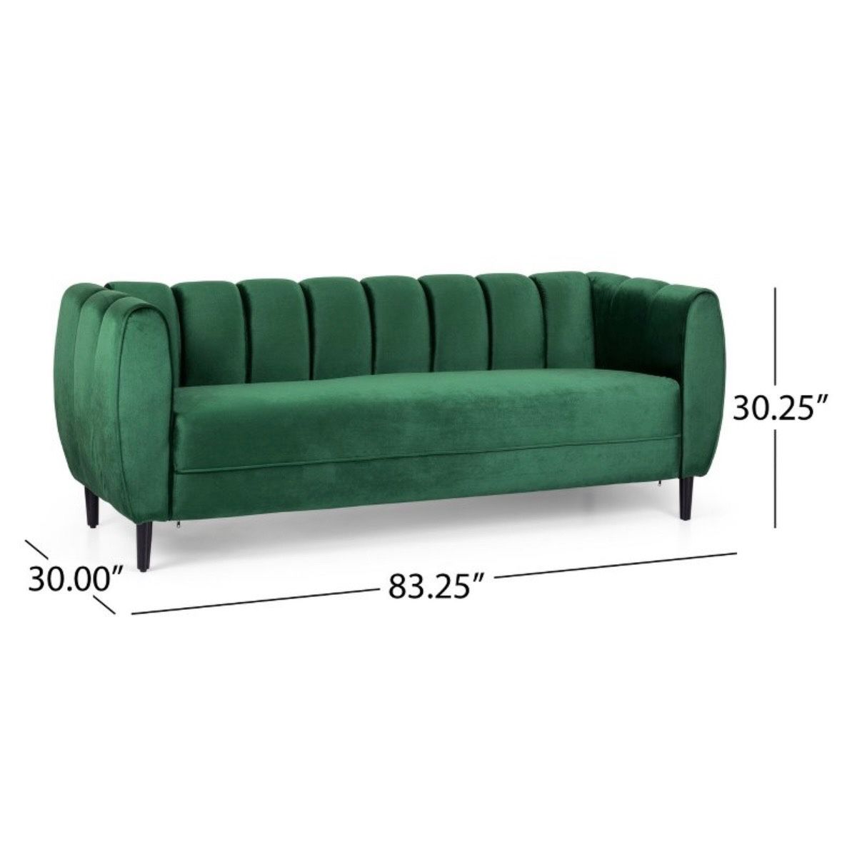 Christopher Knight Home Bobran Modern Wood and Velvet 3 Seater Sofa, Emerald/ Dark Brown
