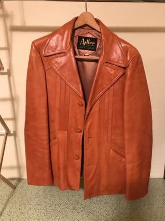 VINTAGE 1970's Men Brown Leather Jacket Size 40 Cabretta Glove Leather