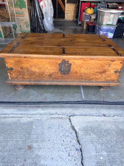 Rustic Wooden Trunk Coffee Table