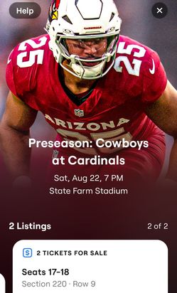 Cowboys vs Cardinals - Club Level tickets