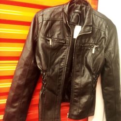 New W Tags Fall Leather Look Ladies Jacket
