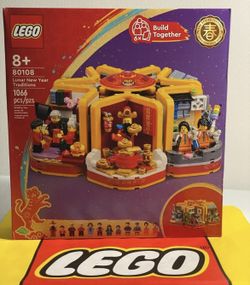LEGO Lunar New Year Traditions 80108 Building Kit; Gift Toy for Kids Aged 8 and Up; Building Set Featuring 6 Festive Scenes and 12 Minifigures, Includ