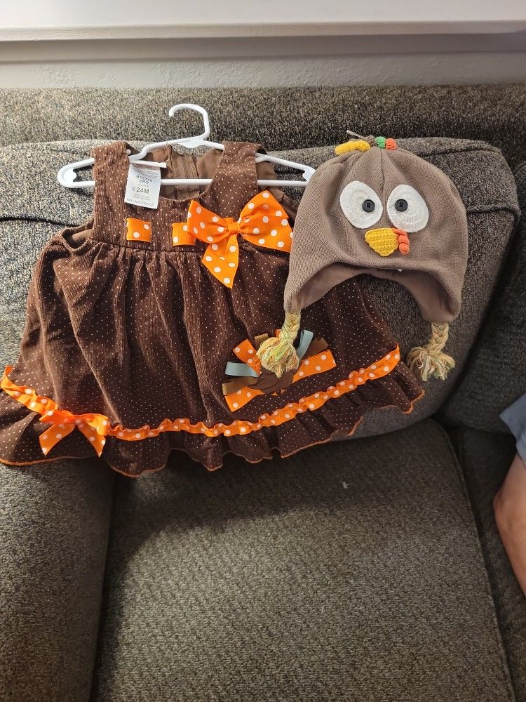 24 Month Bonnie Baby Corduroy Thanksgiving Turkey Dress 