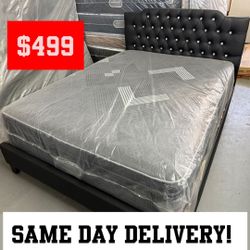 QUEEN BED FRAME AND MATTRESS