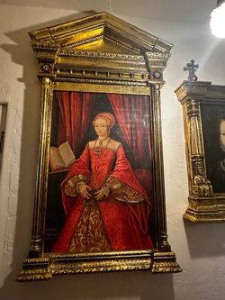 Acrylic painting, Future Queen Elizabeth I,  Gilt Architectural Frame