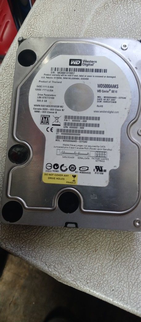 Western Digital WD5000AAKS 500gb Hard Drive
