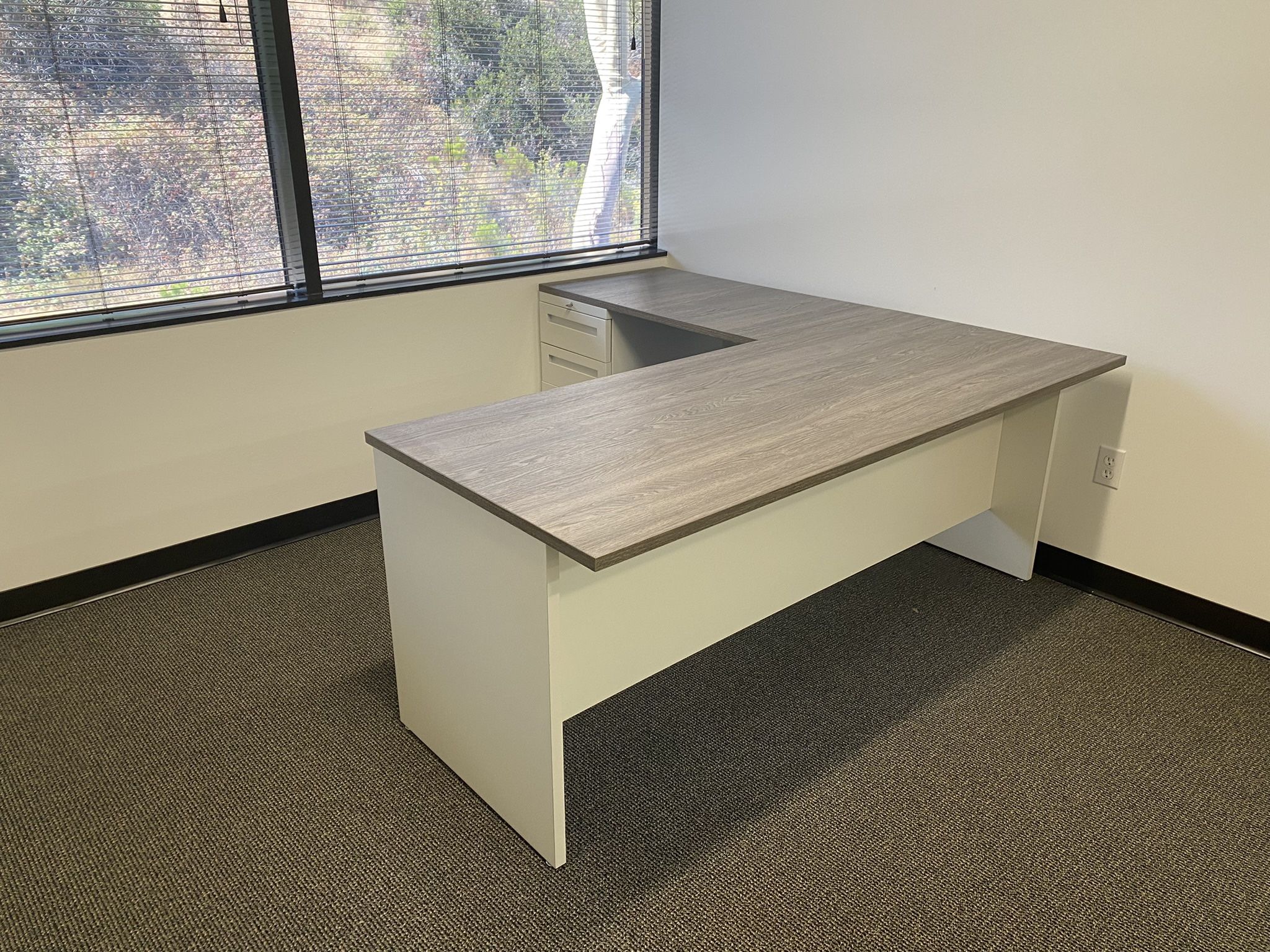 Desk L Shape With File Cabinet
