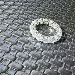Moissanite Eternity Band On 925 Silver Size 7