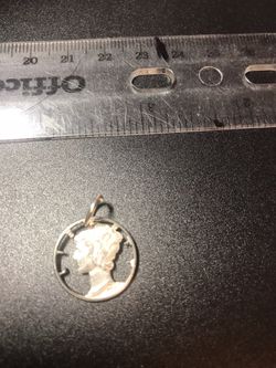 Cut Liberty dime pendent