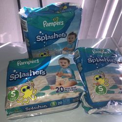PAMPERS SPLASHERS DIAPERS SIZE 13-24 Lb … 20 Disposable Diapers $8 Each