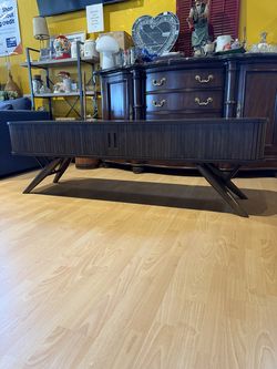 Super Cool Walnut Mid Century Modern Style Tambour Door Media Stand TV Console MCM