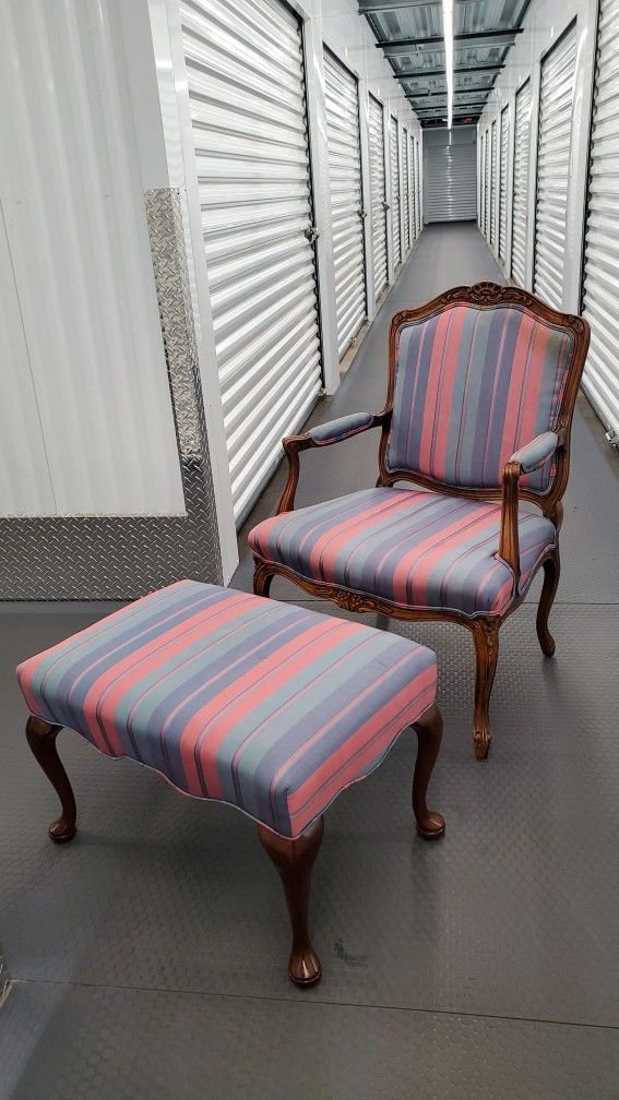 Chair with Ottoman purple blue and pink