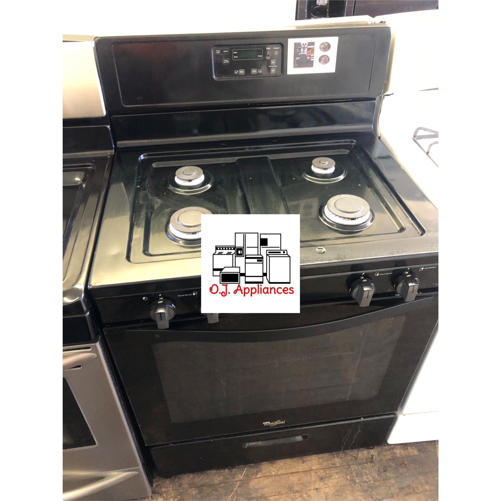 Black four burner whirlpool gas