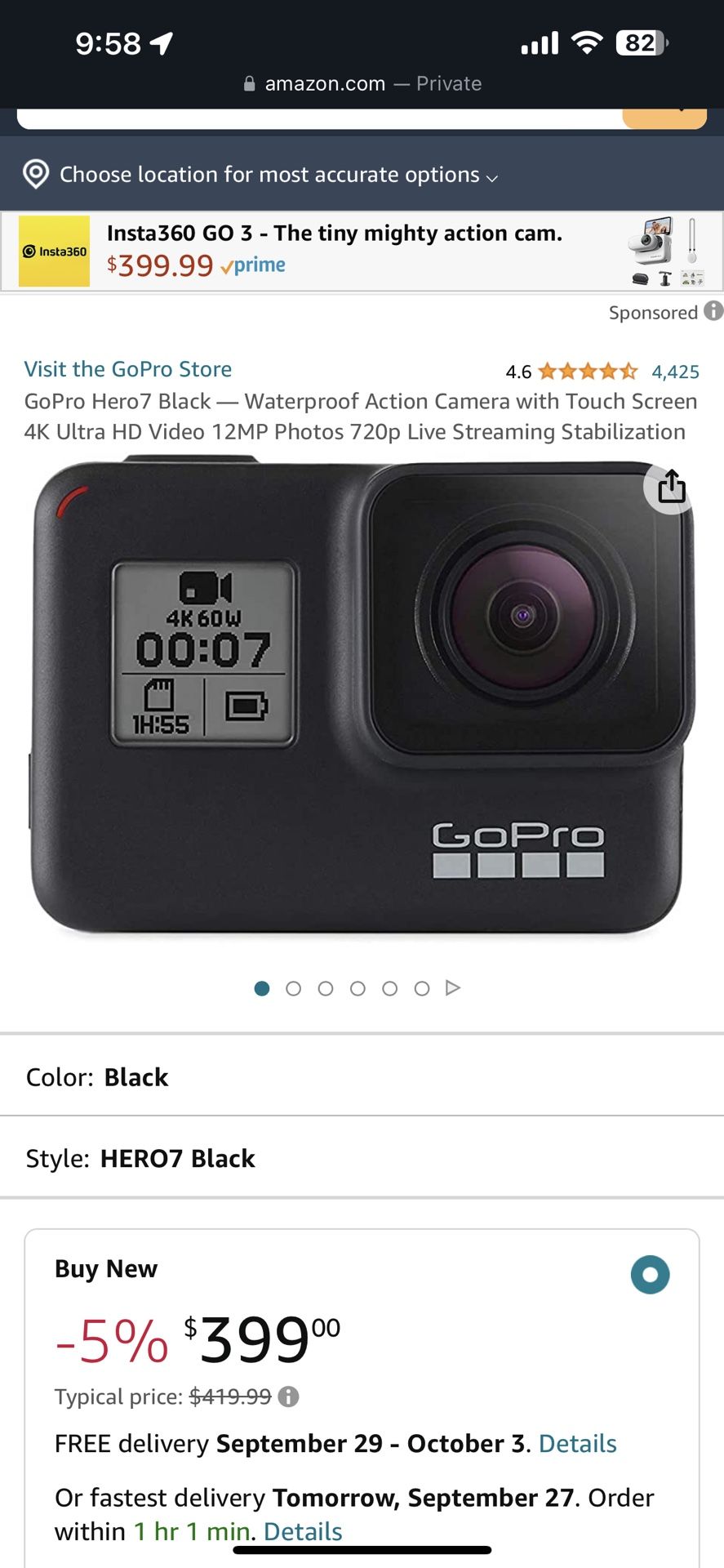 GoPro 7 Black w/ Attachments 