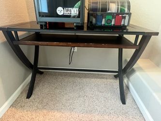 Black glass top desk