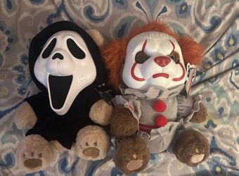 Duo SET: Spirit Halloween TEDDY TERRORS Plush PENNYWISE And Ghostface