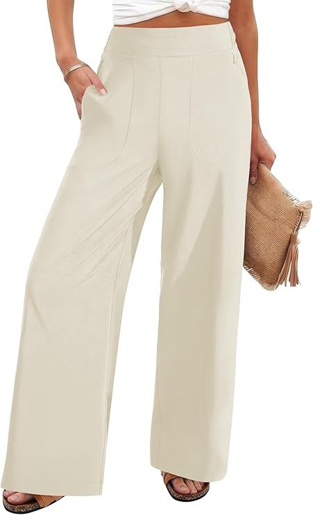 NWT FireSwan Women's Cream Wide Leg Palazzo Dress Pants with Zipper Pockets – Size M
