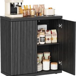 Fluted Buffet Cabinet Sideboard with Storage,Modern Credenza Accent Cabinets with Door&Adjustable Shelves, Modern Coffee Bar Table for Living Room Kit