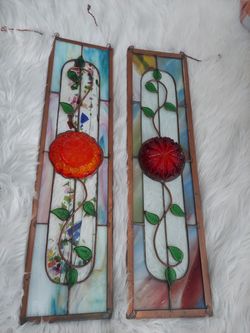 antique stained glass wall decor 