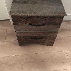 Two Drawer Gray Nightstand