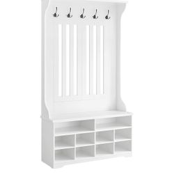 Entryway Furniture, Coat Rack with Shoe Bench, Hallway Storage, Shoe Organizer, 5 Triple Hooks, Space-Saving, for Entryway, Hallway, Adjustable Shelve