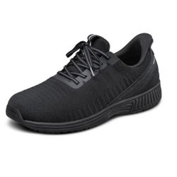 Lot # GM4019: Orthofeet Mens Orthopedic Black Knit Yari Hands-Free Sneakers Size 14