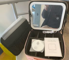 LED fill light mirror cosmetic bag