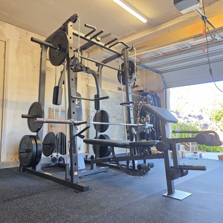 Vesta Smith Machine 1001 | Adj Bench W/ Leg Developer And Preacher Station |Gym Equipment | Fitness | Pulleys|🔴WEIGHTS AND BARBELL SOLD SEPARATELY 🔴