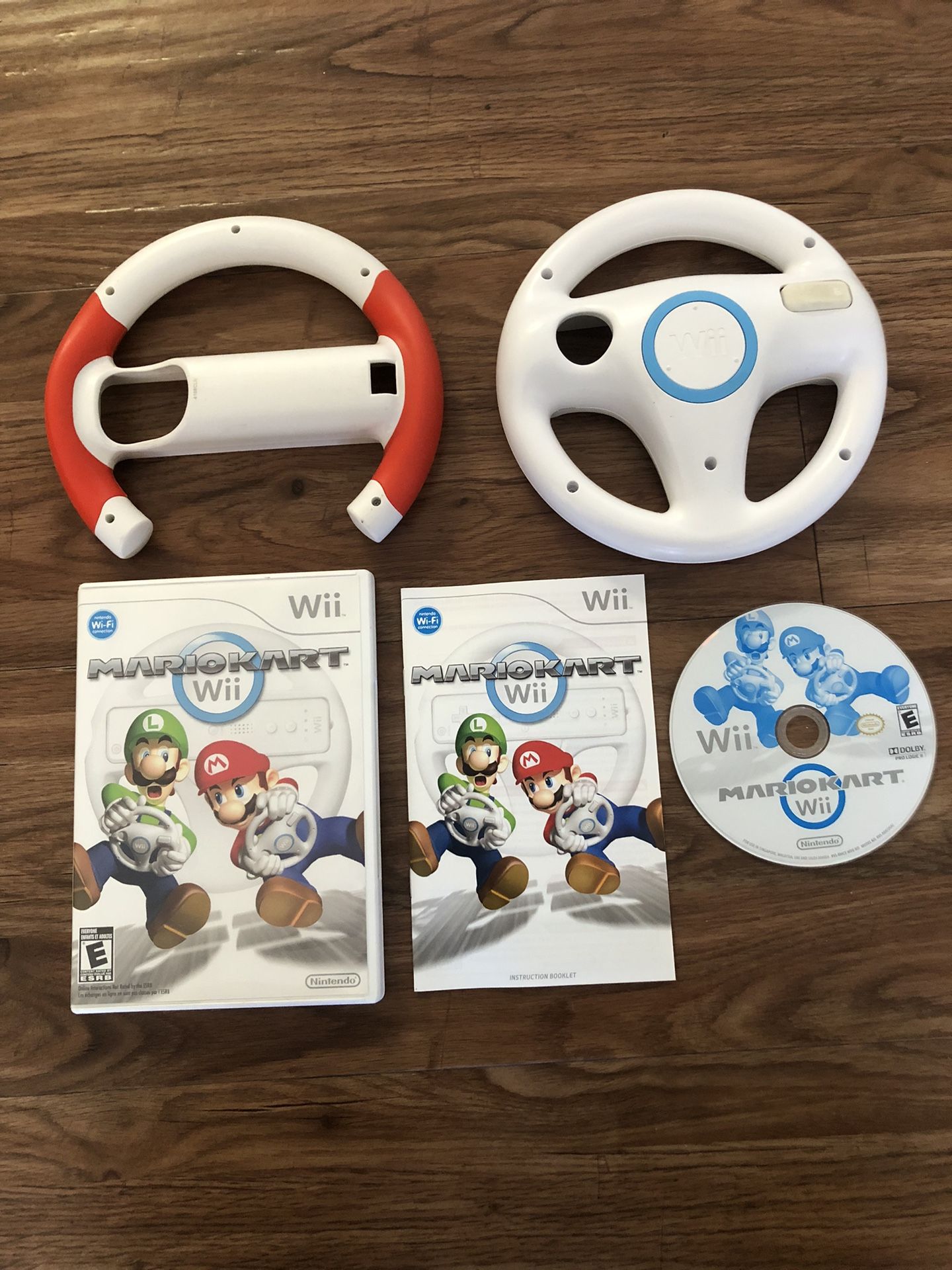 Nintendo Wii Mario Kart Bundle With 2 Steering Wheels