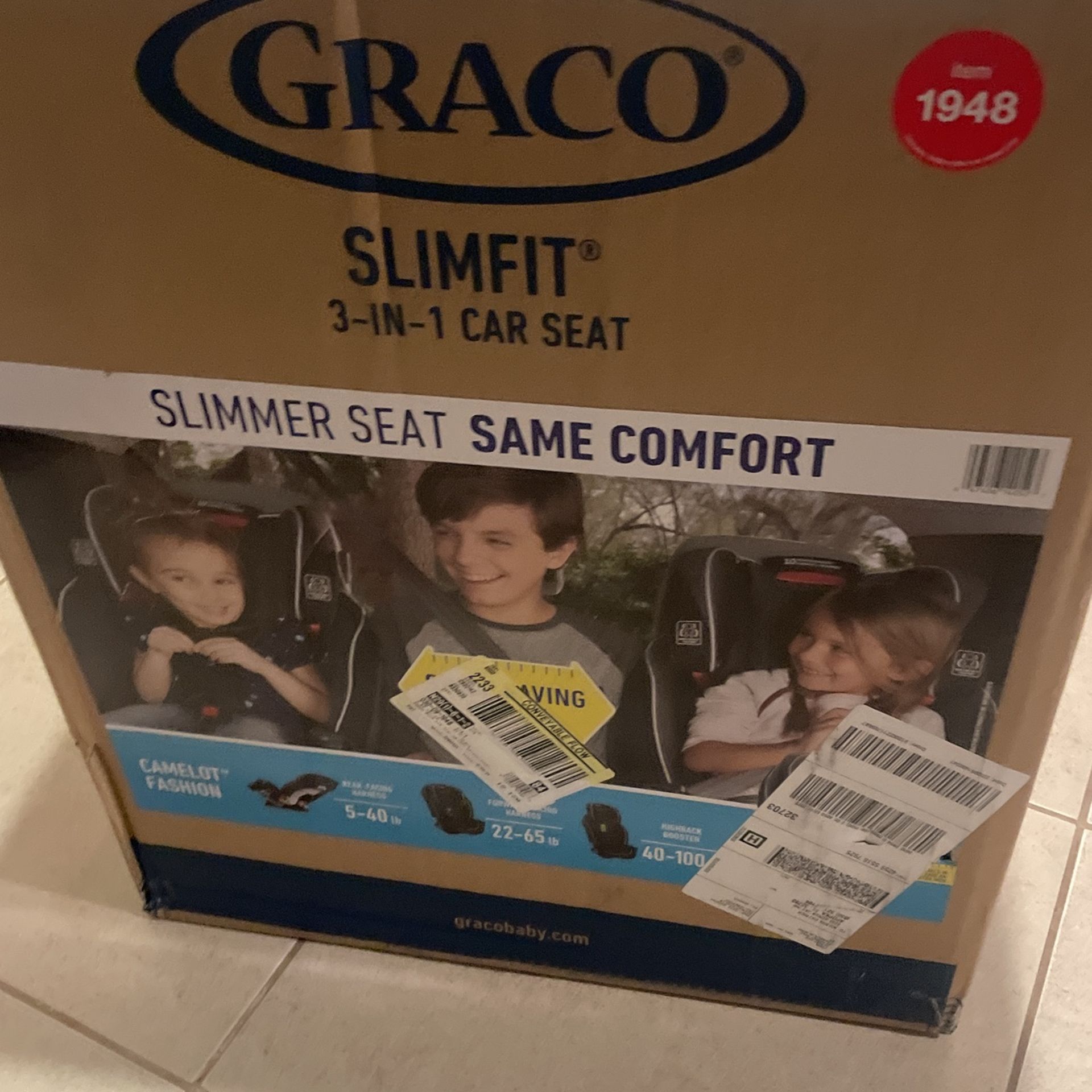 brand new graco 3 in 1 slimfit car seat