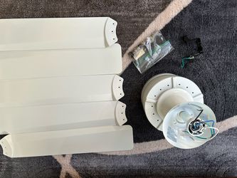 White Ceiling Fan with Blades and Motor