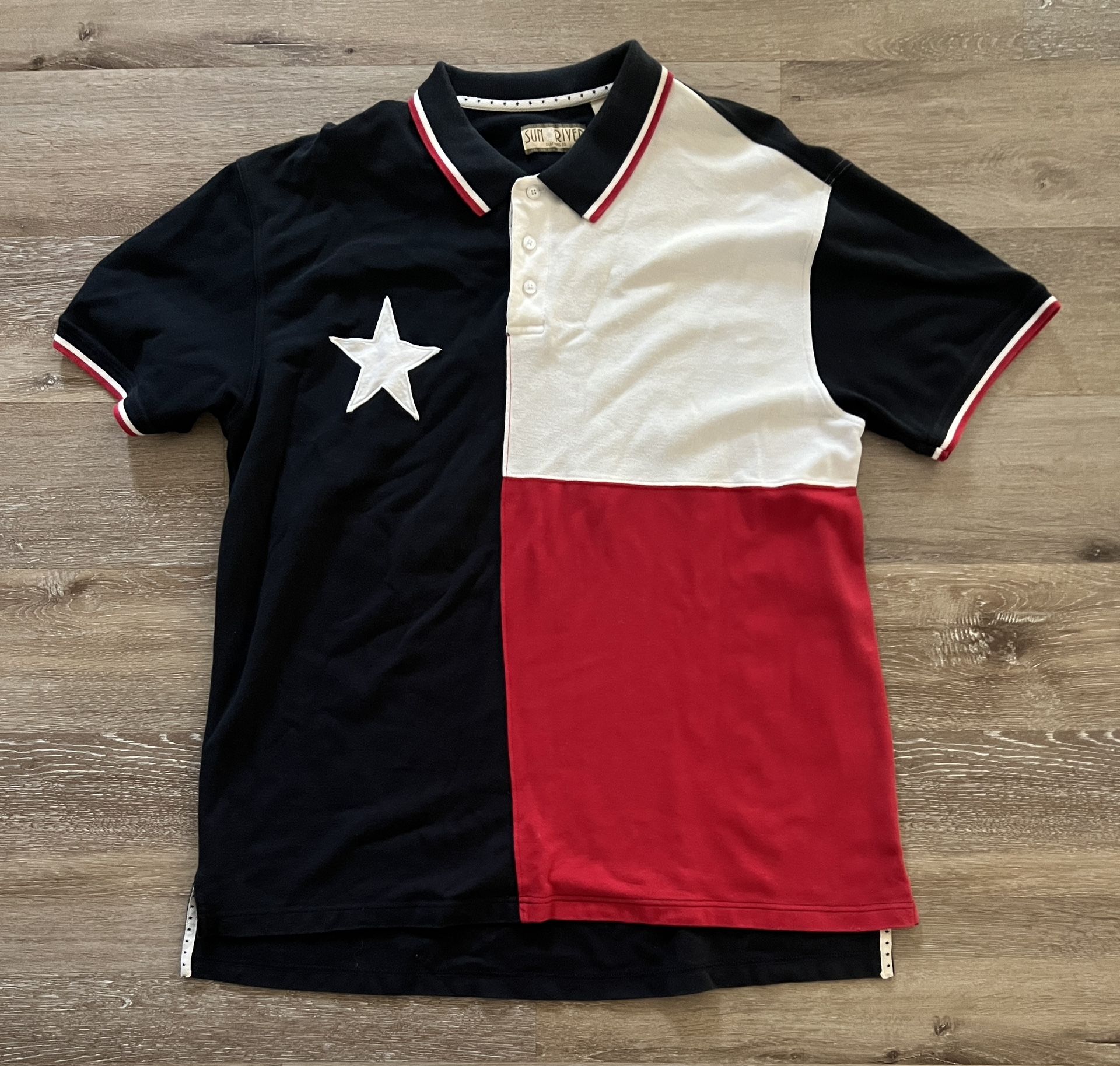 Sun River Clothing Company Texas State Flag Polo Shirt Size L 
