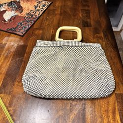 Vintage Whiting Davis Ivory White Metal Mesh Alumesh Purse Bag Bakelite Handle