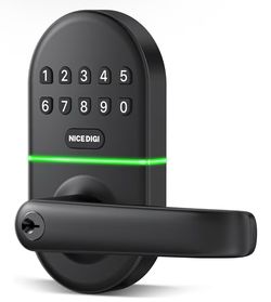 Keypad Door Lock with Handle: Keyless Entry Smart Lock for Front Door, NICE DIGI Electronic Digital Door Lock, Easy Installation