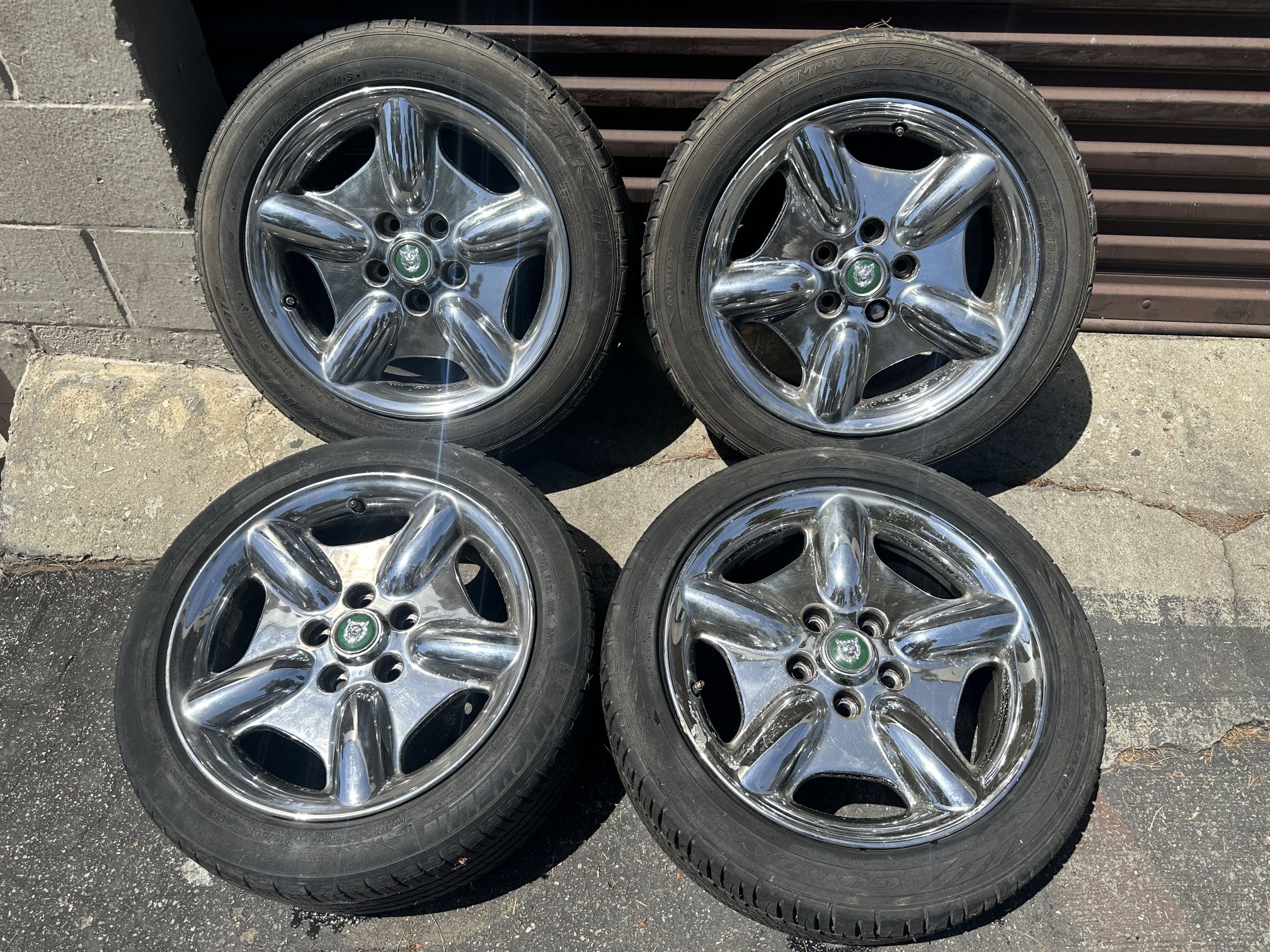 Jaguar XK8 5x120mm chrome 17 inch rims with old tires 5 on 4.75