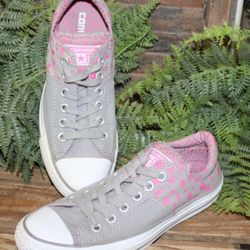 LIKE NEW ⭐ CONVERSE All Star Gray & Pink SIZE 7 Low Top Sneaker Shoes