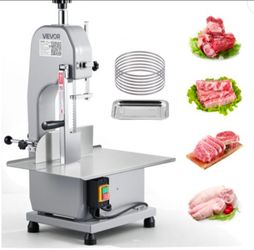 VEVOR Commercial Electric Meat Bandsaw, 1100W Stainless Steel Countertop Bone Sawing Machine, Workbeach 19.3" x 15", 0.16-7.9 Inch Cutting Thickness, 