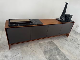 Modloft Barnes Sideboard – Walnut & Graphite – 95” Modern Credenza