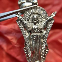 10K WHITE GOLD JESSUS DIAMOND CHARM 
